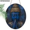 2D Flat Aluminum Vintage Blue Zen Buddha Putuo Round Metal Sign, Man Cave Wall Art Sign for Front Door, Zen Garden Accessories & Meditation Room