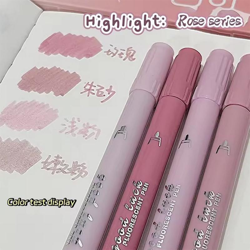 4Pcs Highlighter Double Head Marker Pen High-Value Gradient Color Student Markers Cute Highlighters Stationery Supply