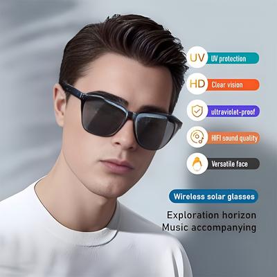 Ochelari inteligenți fără fir cu sunet, microfon și difuzoare pentru ureche deschisă - ideali pentru apeluri fără mâini, muzică și filtrarea luminii albastre