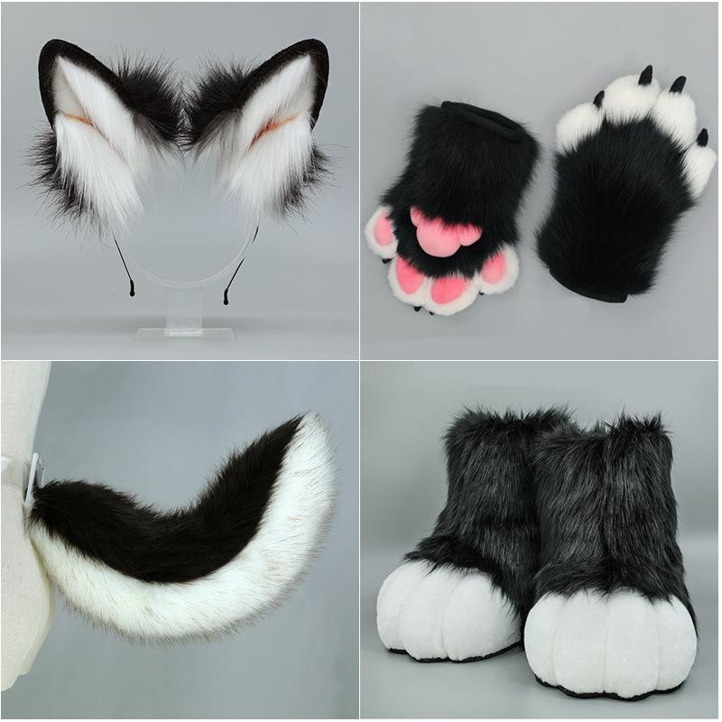 Simulated Animal Ear Tail Set Cosplay Props Party Dress Up Headgear Hair Accessories Shiba Inu Simulated Animal Ear Headband