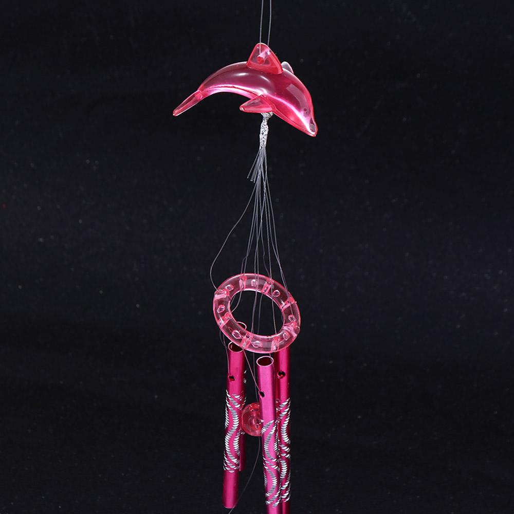 Cute Creative Crystal Dolphin 4 Metal Tubes Bell Home Garden Wind Chime