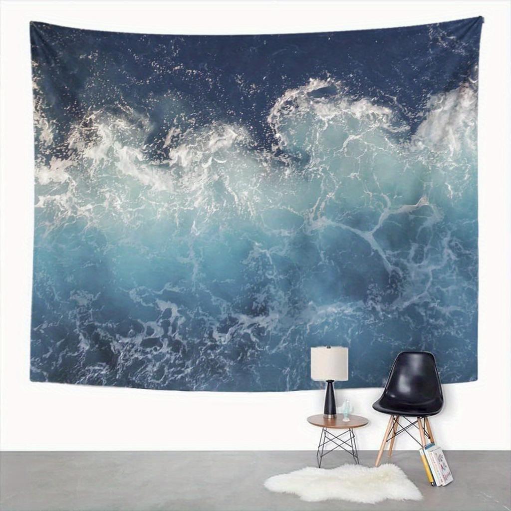 1pc Ocean Waves Tapestry Wall Art - Navy Blue, 60x40 Inch, Abstract Polyester Indoor/Outdoor Decor for Bedroom, Dorm, or Living