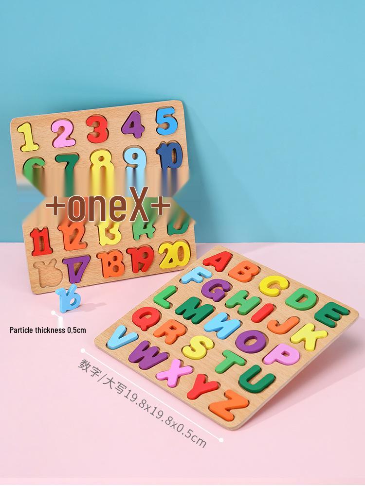 Building Blocks Puzzle for Number & Letter Recognition, Educational Toys, Hand-Grip Board for Children 2 Years and Up.