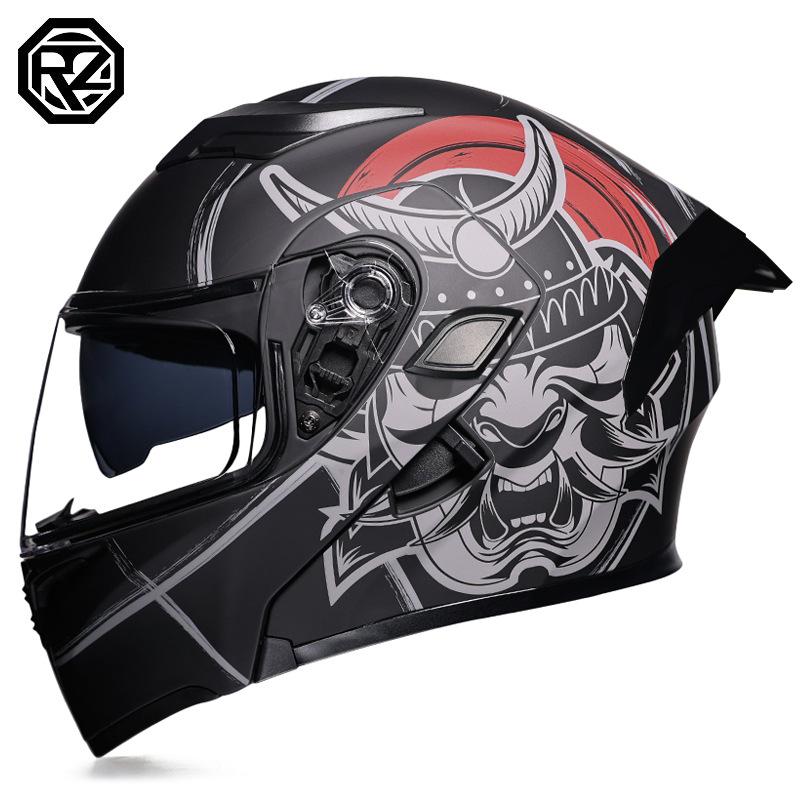 Motorcycle Helmet Peeling Helmet Double Lens Big Tail Locomotive Racing Helmet Running Helmet Men and Women Keep Warm In Winter