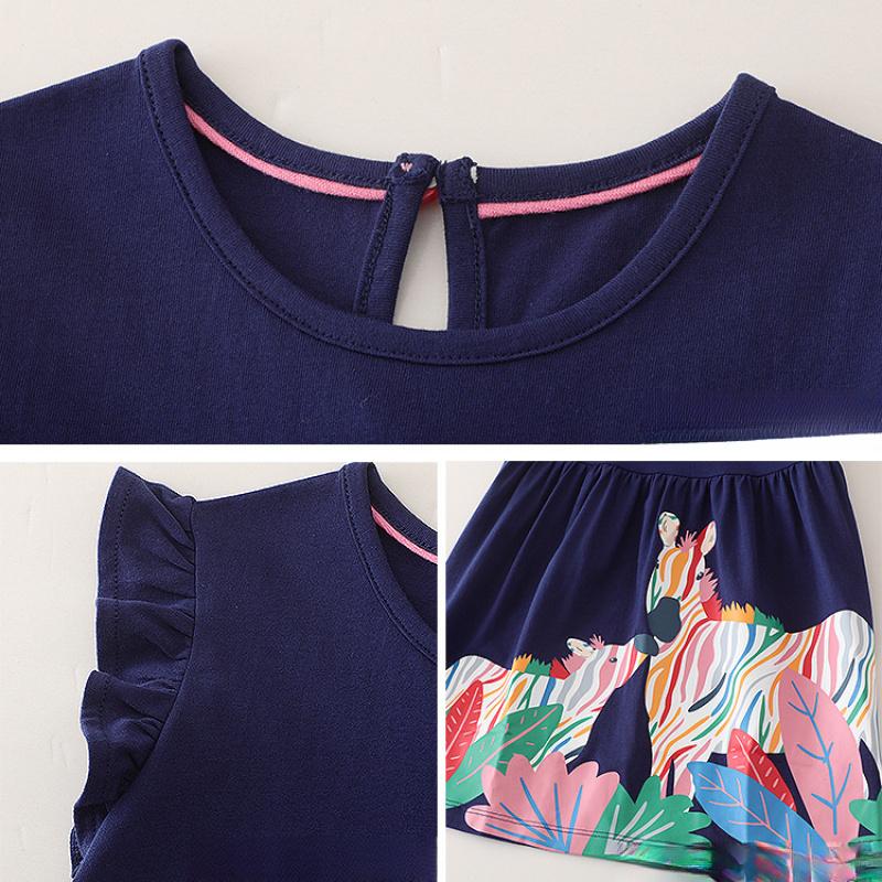 Summer New European And American Style Children'S Pure Cotton Printed Dress Girls' Short-Sleeve Princess Dress Children'S Clothing
