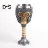 Horrible Resin Skull Head Stainless Steel Wine Cup Goblet Skull Wine Chalice Cup Gothic Halloween Decorative Whiskey Cocktail Beverage Drinking Glass