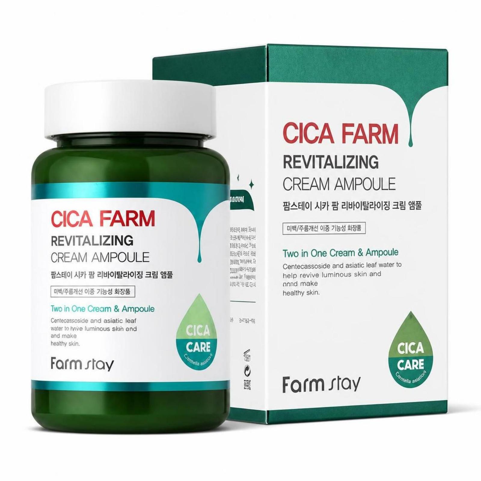 FARMSTAY Cica Farm Revitalizing Cream Ampoule 250ml Soothing Hydrating Facial Ampoule 1 Piece