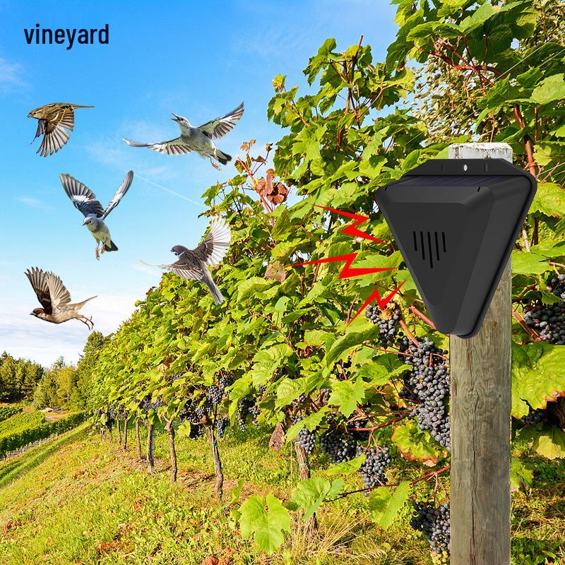 Solar Daytime Bird Repeller with Timed Sound and Light for Orchards, Fish Ponds, and Paddy Fields