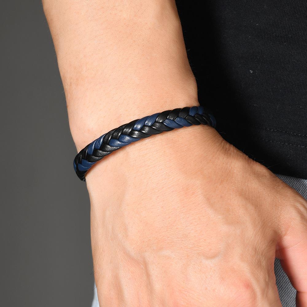 Simple Bracelet for Men Women Twist Braided Leather Minimalist Gift