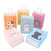 6 Stück bunte Süßigkeitentüten mit Cartoon-Katzenpfotenabdruck, Papier, Geschenktüten mit Griffen für Haustier-Thema, Kindergeburtstagsparty, Dekorationen, Gastgeschenke