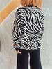Women's new autumn and winter commuting knitted zebra print contrasting pullover sweater KTB