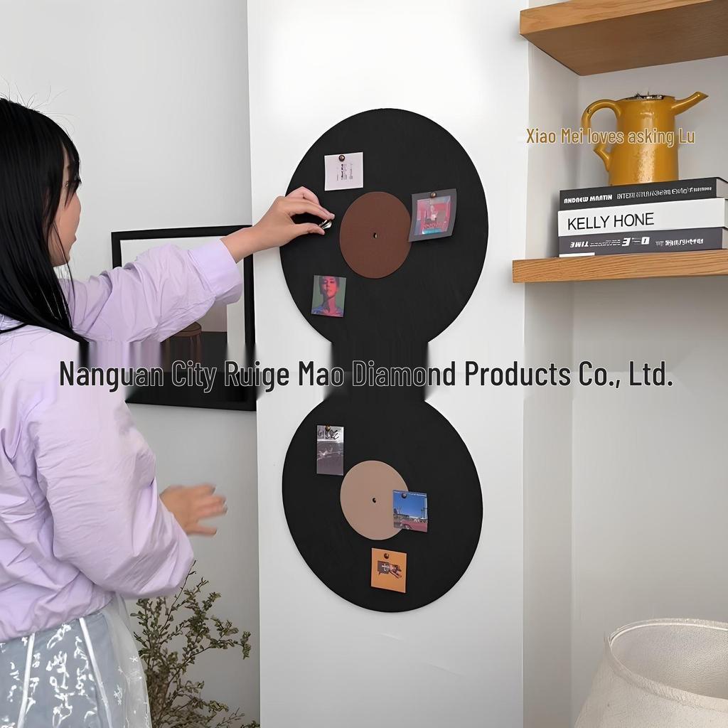 Creative Retro Vinyl Record Felt Board: High-End Wall Sticker & Photo Background for Living Room