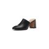 Krazing Pot Mules Cow Skin Basic Clothing Spring Summer Size 43 Size 42 Sandals Women Thick Heels Women Square Toe Slip On Pumps