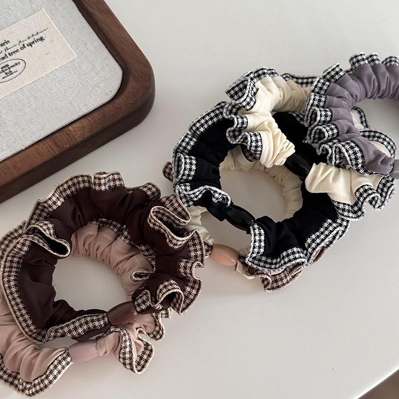 7Pcs 2026 New Korean Version Coffee Colored Lace Headband Women Sweet Maruko Head Rope Love Girl Versatile Hair Accessories
