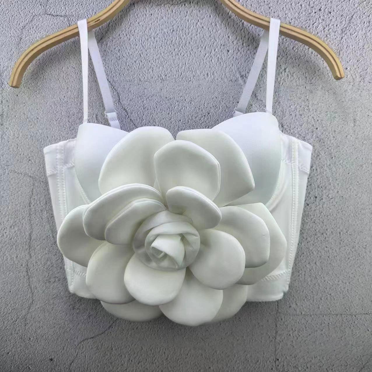 

Модный многослойный цветочный топ-майка Весенне-летняя модная и стильная элегантная женская одежда Топ без бретелей Майки и топы 40/90 белый