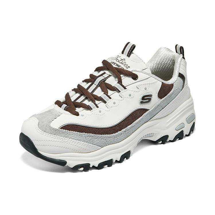 (WMNS) Skechers D'Lites 1.0 Shoes 'White Grey Brown' Women's 896276-OWBR