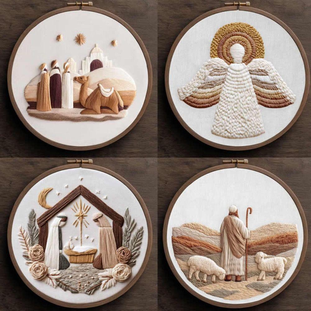 Christmas Cross Stitch Nativity Scene Embroidery Kit Cross Stitch Set DIY DIY Religious Vintage Embroidery Handmade