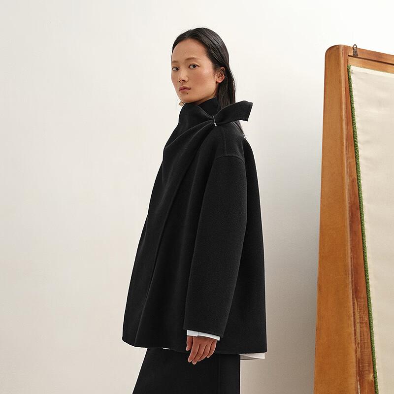 Less 2025 Winter Women's H-Line Stand Collar Long Wool Coat