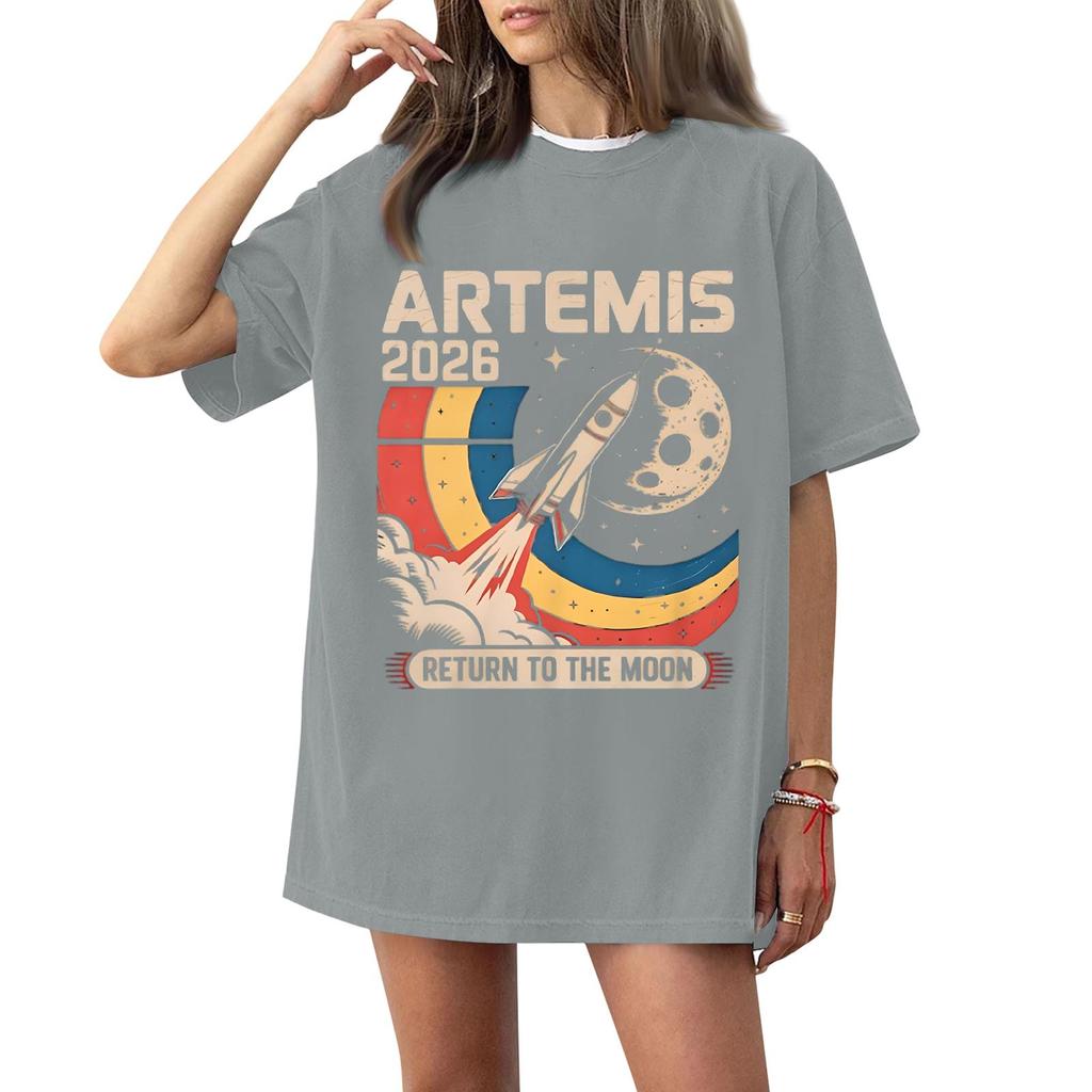 Women's Fashionable Casual Short Sleeved Printed T-Shirt Round Neck Top