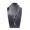 ZAA Vintage Metal Wolf Tooth Pendant Necklaces for Women Fashion Holiday Party Zircon Gifts