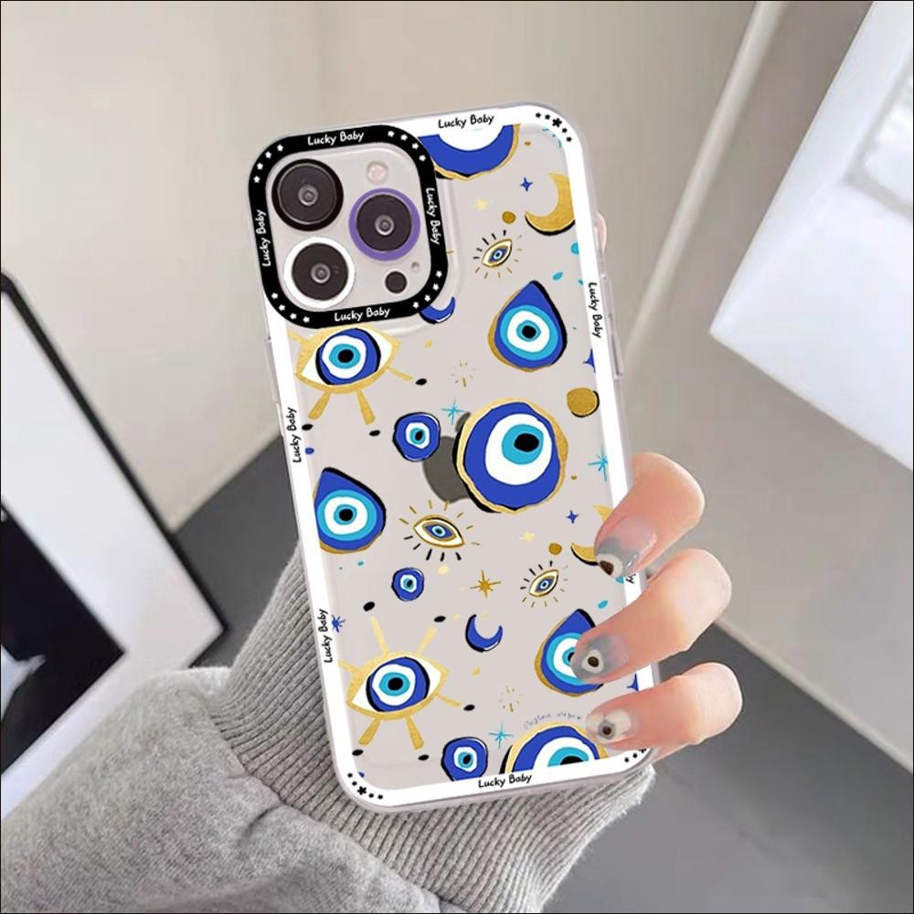 Funny Turkish Lucky Blue Evil Eye Phone Case For iPhone 11 12 13 mini pro XS MAX 8 7 6 6S Plus X 5S SE 2020 XR clear case