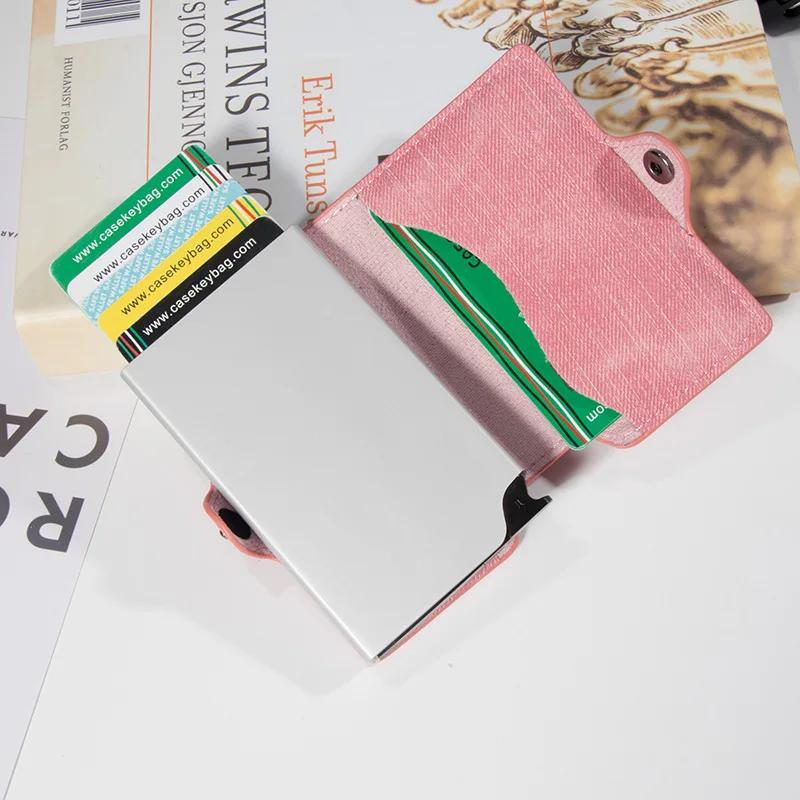 Fashion Women Wallet Rfid blocking credit Card Holder Solid Color Vintage Short Wallet Ladies Girls Pink Cardholder Clutch Bag