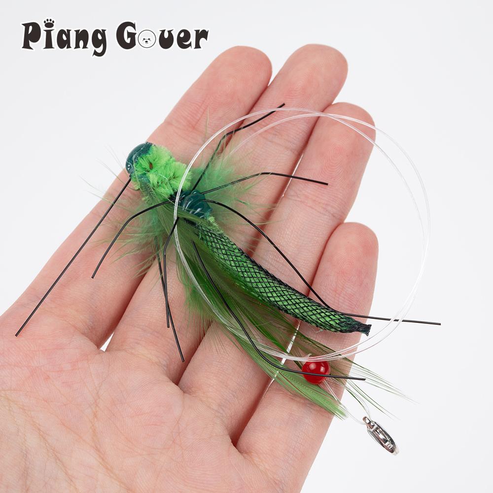 Artificial Insect Grasshopper Cat Teasing Stick Replacement Head Toy Green Pet Toys
