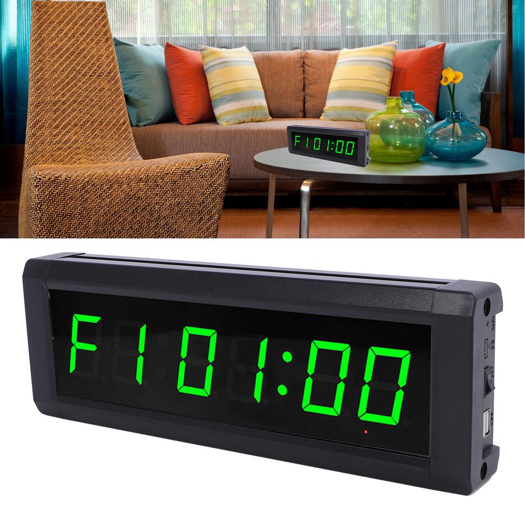 Digital Wall Clock 7 Color Timer Function 6 Digits Electric Wall Clock with Remote Control for Living Room Bedroom Kitchen