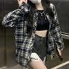Vrouwen Plaid Shirt Koreaans Casual Harajuku Y2K All Match Losse Blouse Zomer Mode Hot Sweet Lange Mouw Dames Top