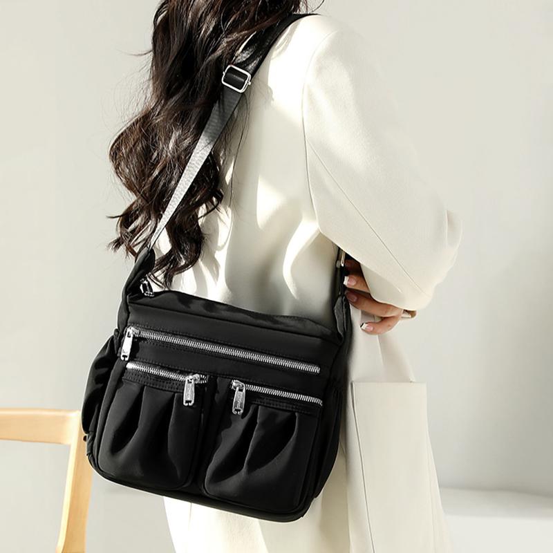 2025 New Printed Nylon Shoulder Bag Multi-pocket Large-capacity Lightweight Waterproof Crossbody Bag and Multi-layered Middle-aged Mother Bag