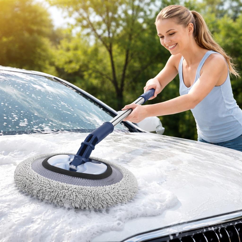 Chenille Car Wash Brush Scratch Telescopic Washing Soft Microfiber Mop for