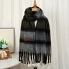 Women's Mohair Winter Scarf Cashmere Feel Tassel Scarf Colorful Striped Long Scarf Winter Shawls Wraps for Cold Weather