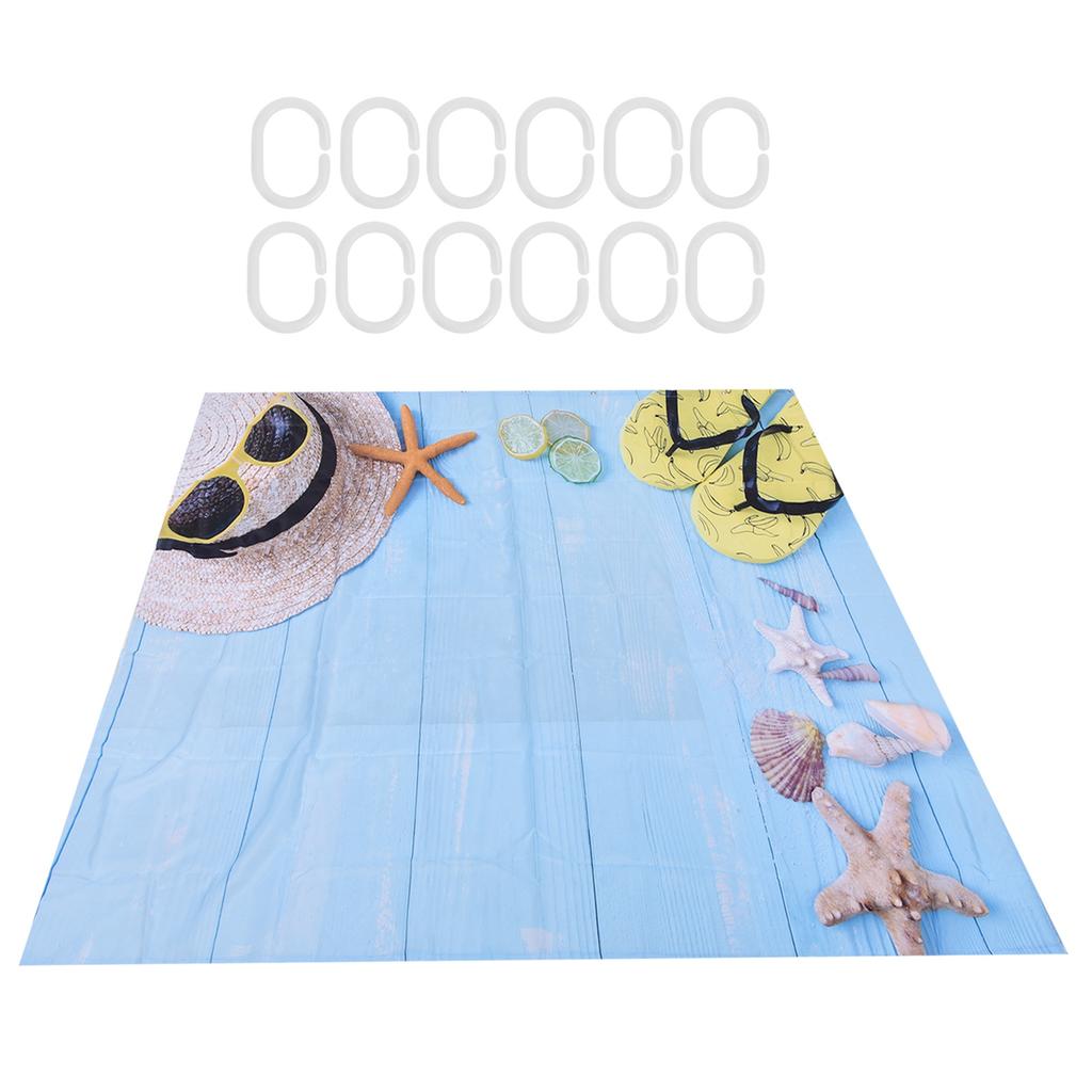 Beach Pattern Shower Curtain Waterproof Polyester Bathroom Curtain with Hooks for Home Bathroom180x200cm