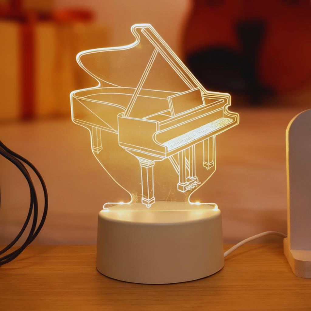 Piano 3D night light, bedroom and study atmosphere decoration USB light, Thanksgiving and holiday gifts for family and friends.