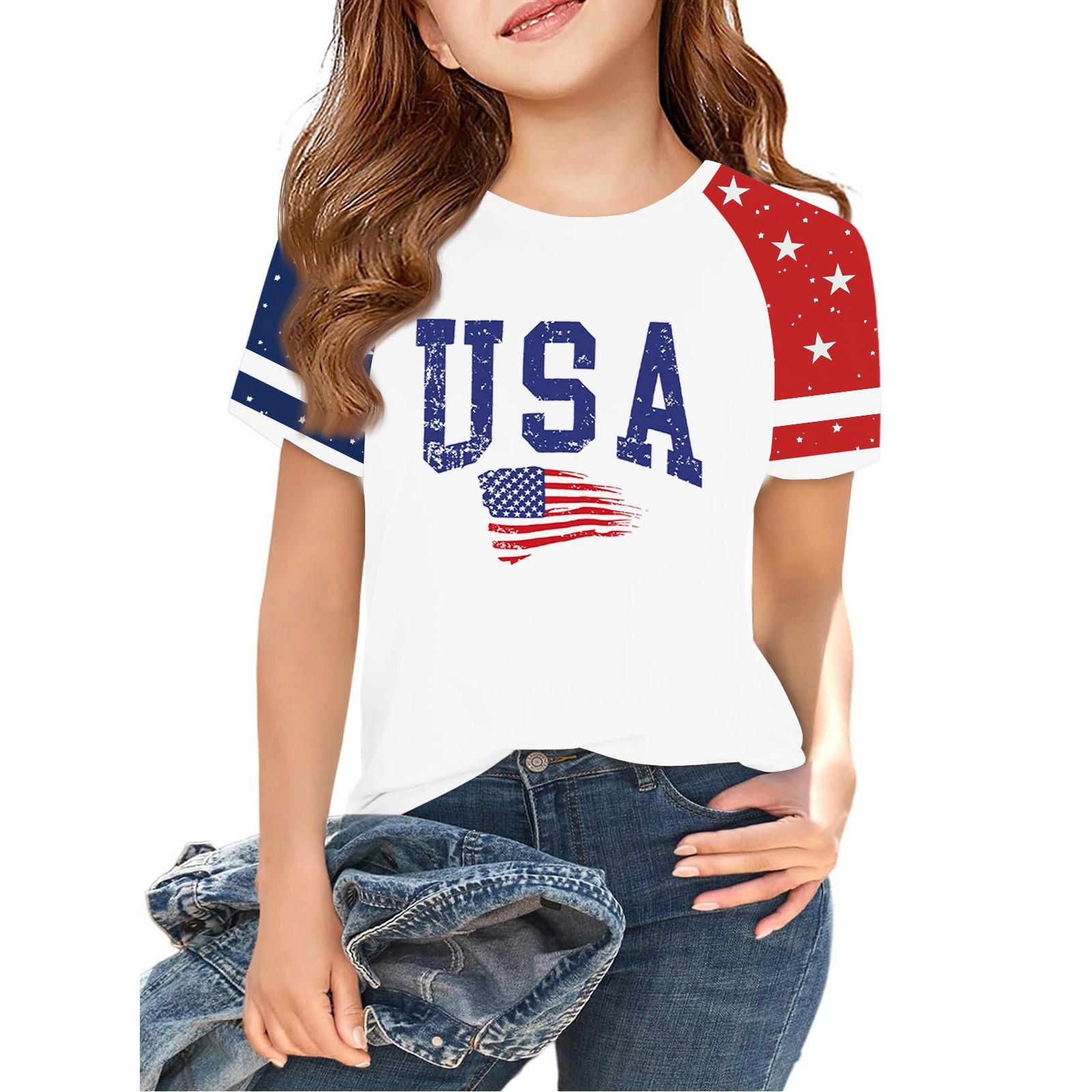 

Tops For Youth Kids Boy And Girls 2-10 Years Round Neck Short Sleeve Trendy Tops 140