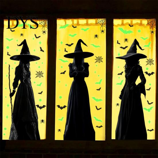 Easy Apply Holiday Window Ornaments Halloween Ghost Static Cling, Luminous Fluorescent PVC Decal, Reusable Party Decorations Removable Decorative