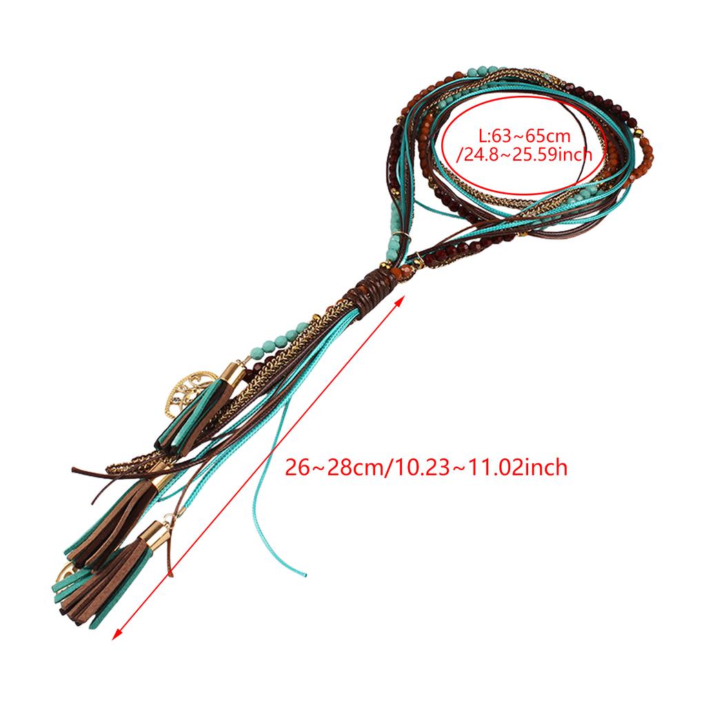 Long Tassels Necklace Multilayer Women Beads Necklace Soft Tassels Necklace for Casual Occasion