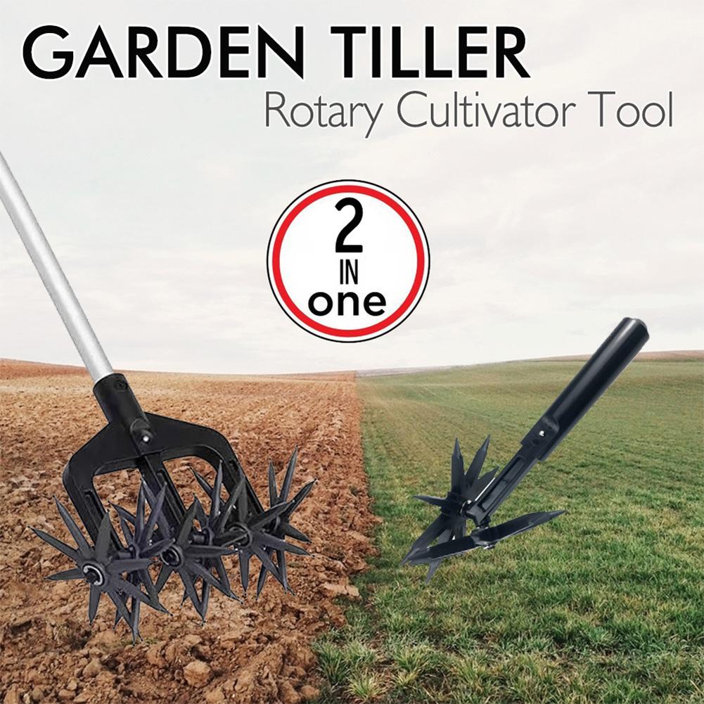 2 In 1 Garden Aerator Ventilated Scarifier Gardening Rotary Tiller Rotary Cultivator Tool Soil Plowing Tool for Garden Lawn Tool