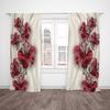 2pcs- Passionate Red Flower Polyester Curtains, Bathroom, Bedroom, Living Room, and Family Room Decorative Curtains