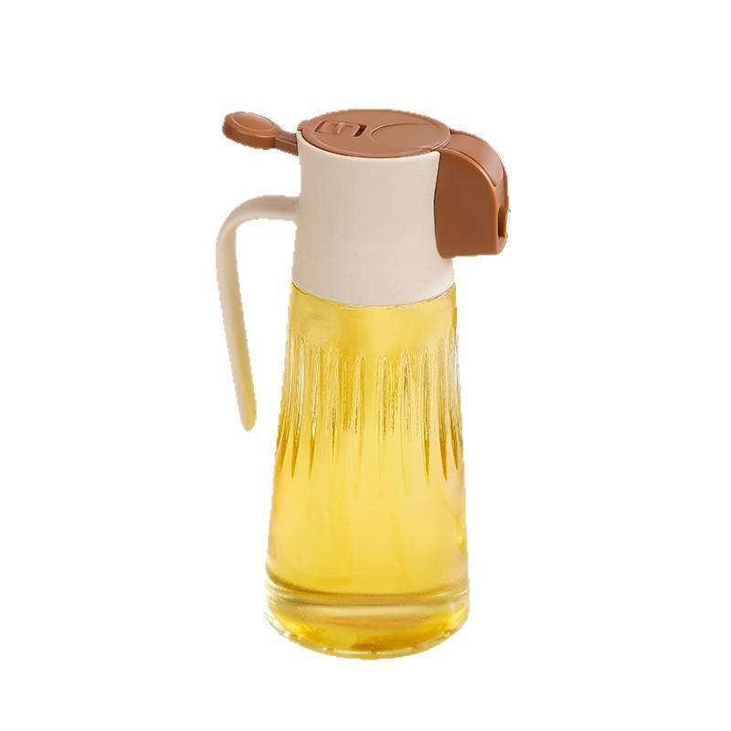 Dual-purpose Kitchen Food Oil Spray Bottle with Automatic Opening and Closing and Leak-proof Glass