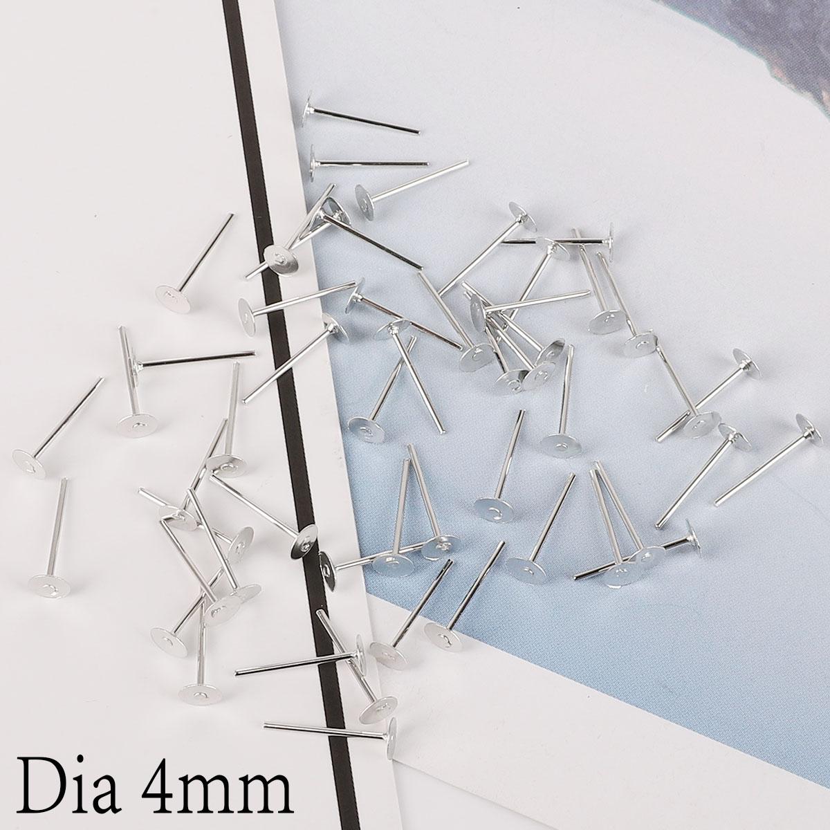 

100 шт. Заготовка для сережок із нержавіючої сталі Налаштування підставки для ободків для витратних матеріалів Виготовлення ювелірних виробів 4mm срібний