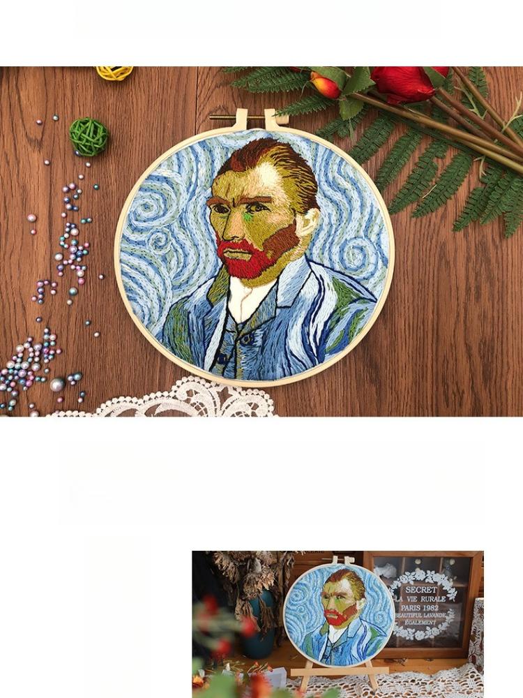 1pc Van Gogh Self-Portrait Pattern Embroidery DIY Fabric Craft Kit