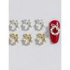 3D Christmas Gold Silver Bow Wreath Nail Art Decoration Japanese Korean Style Alloy Wreath Nail Charms Metal Nail Accessories