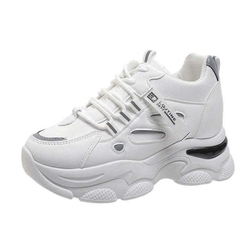 

2025 весна та осінь нові дихаючі повсякденні туфлі зі збільшенням внутрішньої висоти модна шкіряна спортивна жіноча платформа кросівки татові кросівки жіночий тренд 40 білий