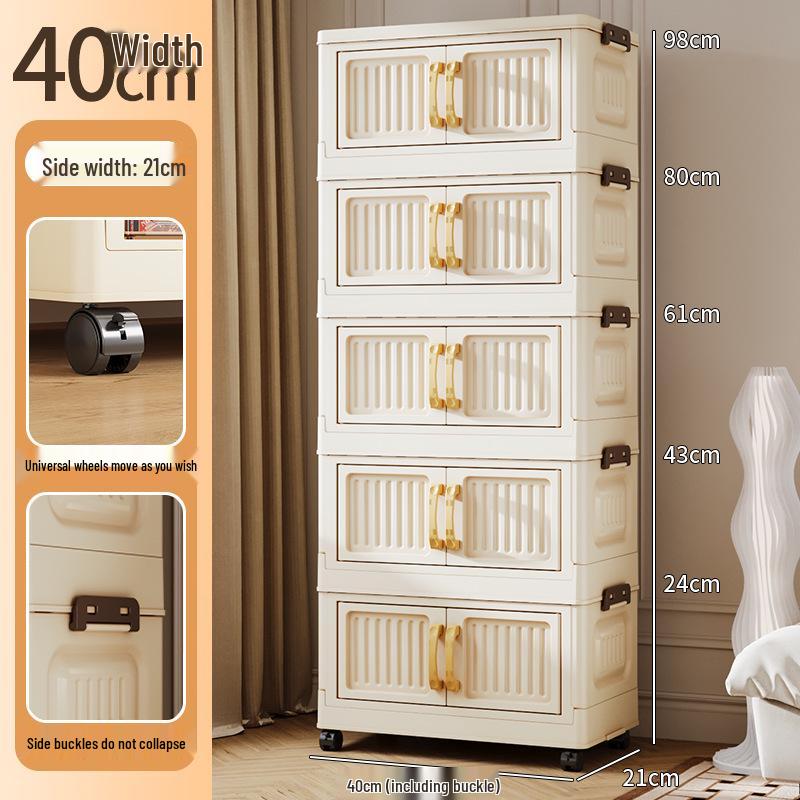 No-Install Multi-Layer Storage Cabinet for Baby & Kids - Folding Plastic Wardrobe & Snack Shelf