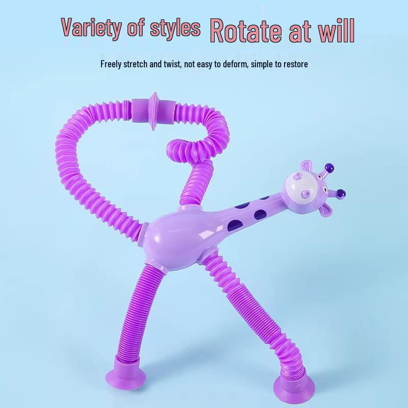 Giraffe Suction Cup Telescopic Stretch Tube Toy for Kids - Educational, Luminous, Parent-Child Interaction, Decompression
