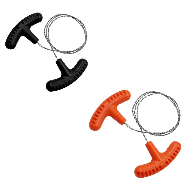 2pcs Multi Purpose Mini Pocket Wire Saw Stainless Steel Wire Saw Orange Outdoor Camping Emergency Survival Gear Tools