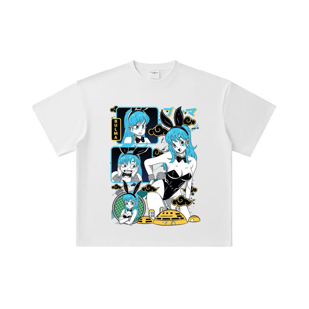 260 GSM Double Yarn 32 Count 100% Cotton Dragon Ball V9 Bulma Print Unisex Heavy Cotton T Shirt