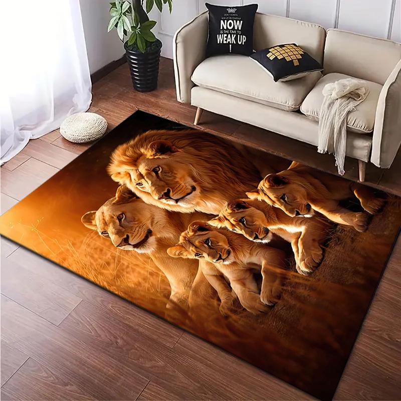 1PC Lion Pattern Printed Carpet Rug for Living Room Bedroom Home Sofa Decoration,Non-slip Floor Mat Floor Mat