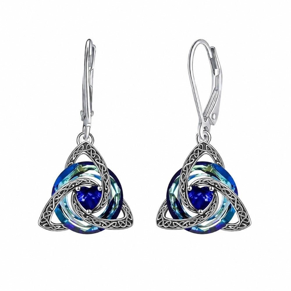 1 Pair 12 Birthstone Option Celtic Knot Earrings Stainless Steel Pendant Earrings Daily Wear